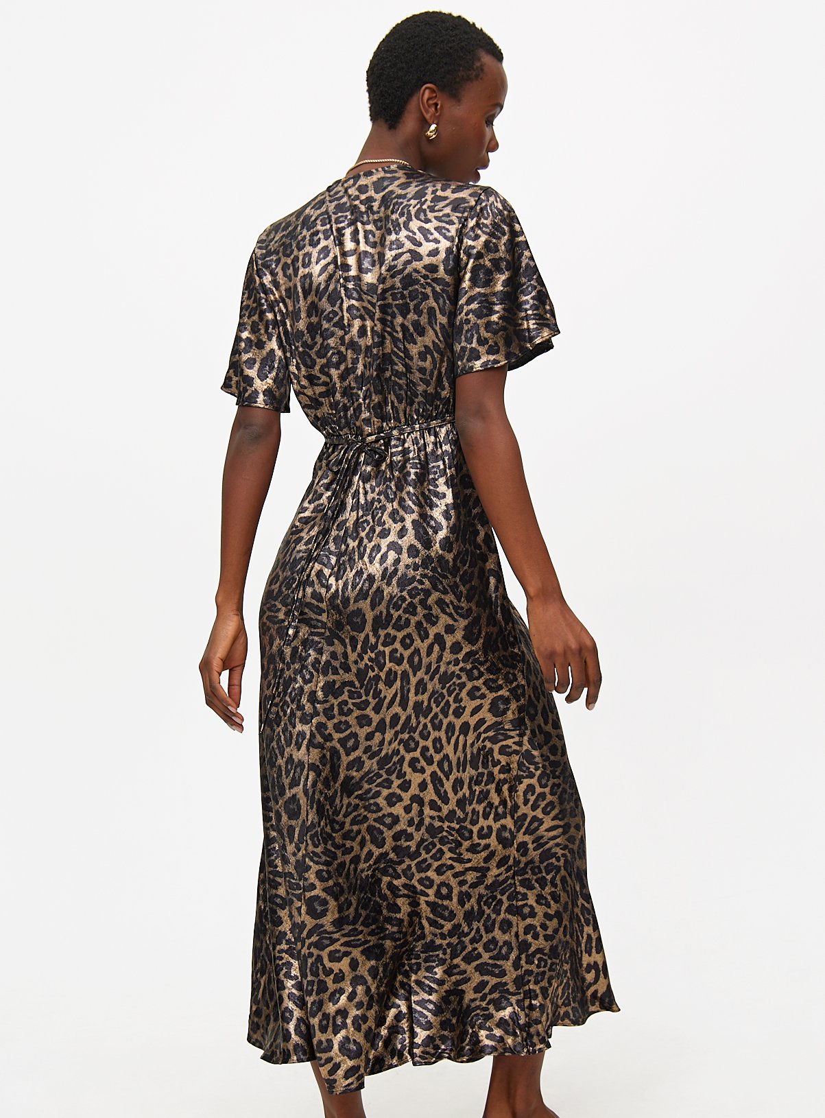 Leopard Print Satin Midaxi Tea Dress 10 - Image 4 thumbnail